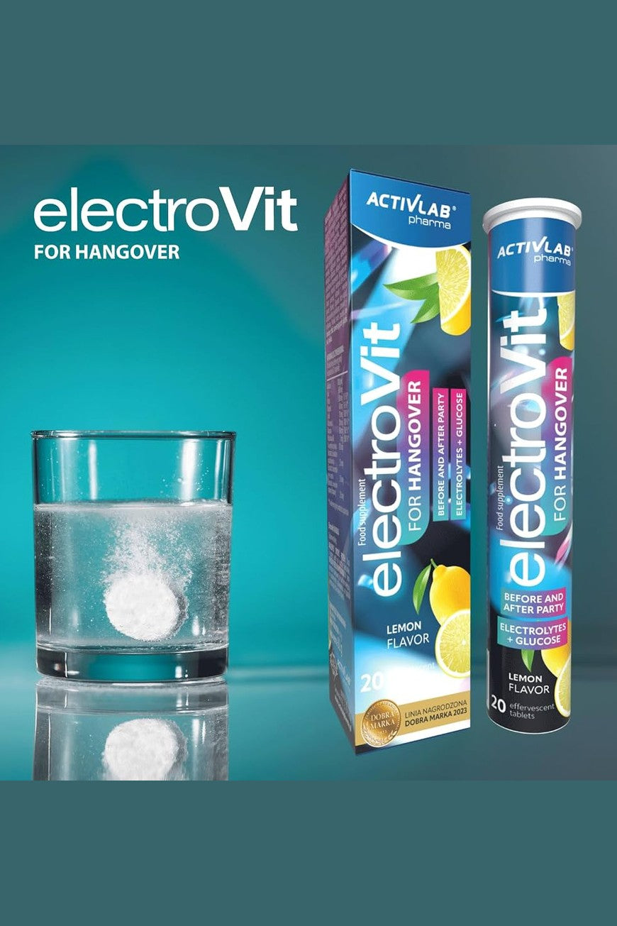ActivLab Pharma ElectroVit Na Kaca Smak Cytrynowy 20 Tabletek Musujących – ActivLab Pharma ElectroVit Hangover Lemon Flavour 20 Effervescent Tablets