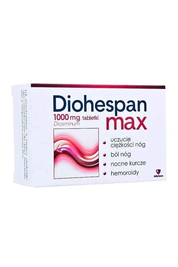 Diohespan max 1000 mg, 60 tabletek Diosminum – Diohespan max 1000 mg, 60 Tablets Diosmin