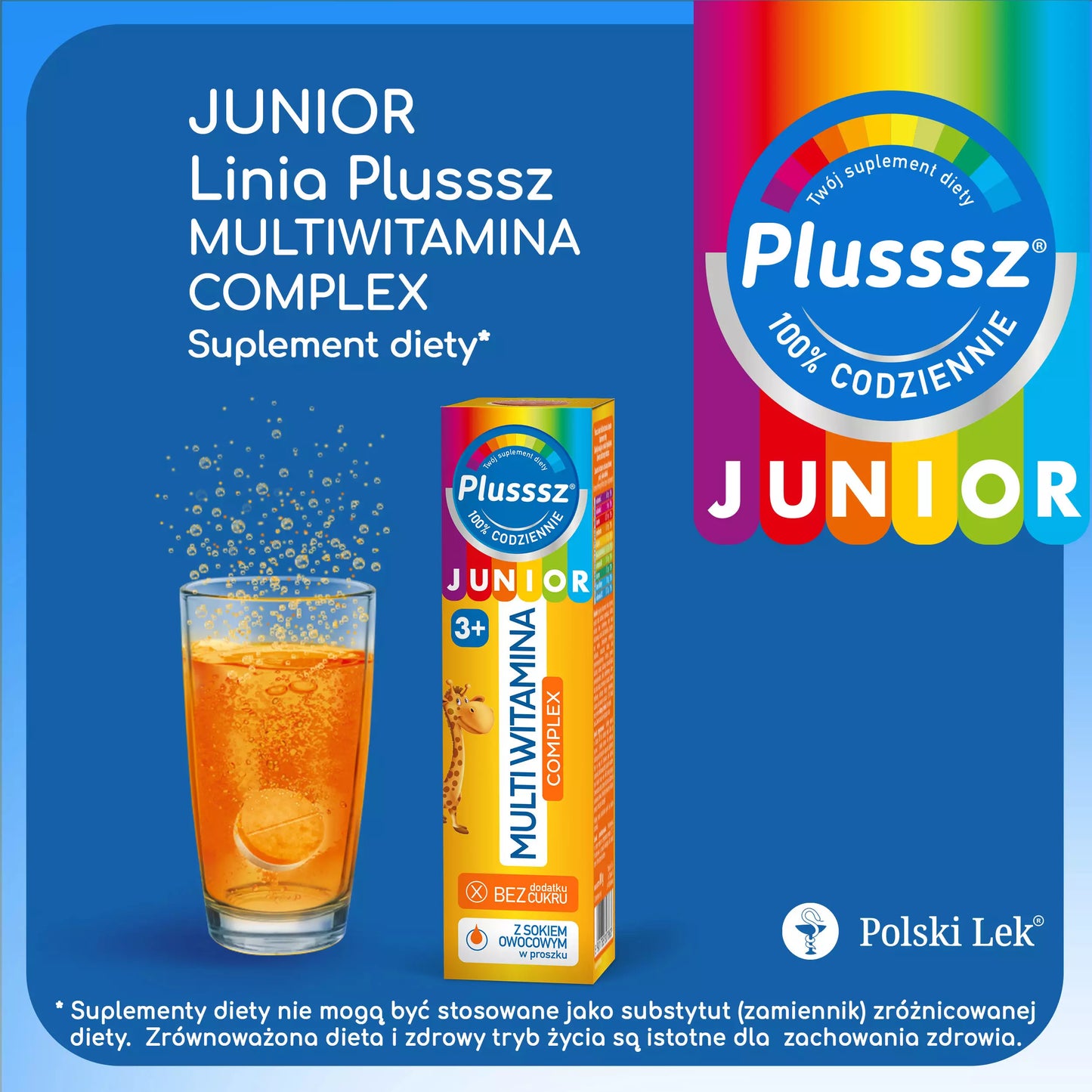 Plusssz Junior Multi Witamina Complex – 10 Vitamin Effervescent Tablets for Children 3+ – Tropical Flavour – 20 Tablets