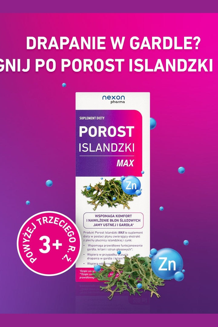 Nexon Pharma Porost Islandzki MAX – Iceland Moss & Zinc Throat & Immunity Liquid – 200ml