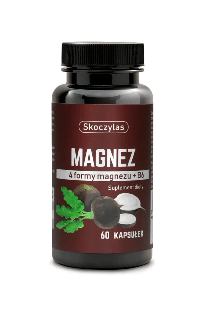 Skoczylas Magnez – 4 Forms of Magnesium + Vitamin B6 & Black Radish – 60 Capsules