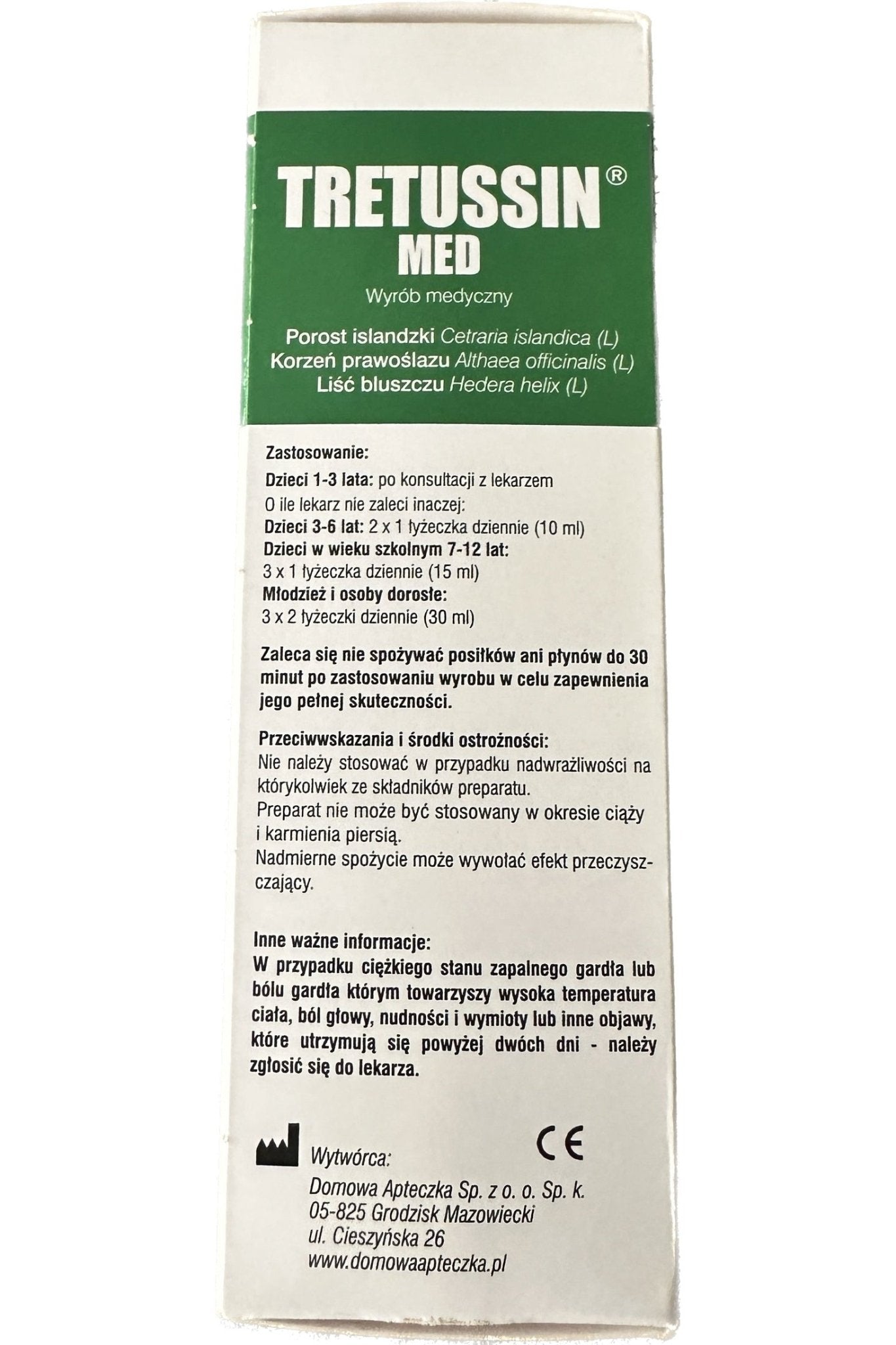 Tretussin Med Kaszel, Chrypka, Podraznienie Gardla - 250 millilitres - My Health Oasis