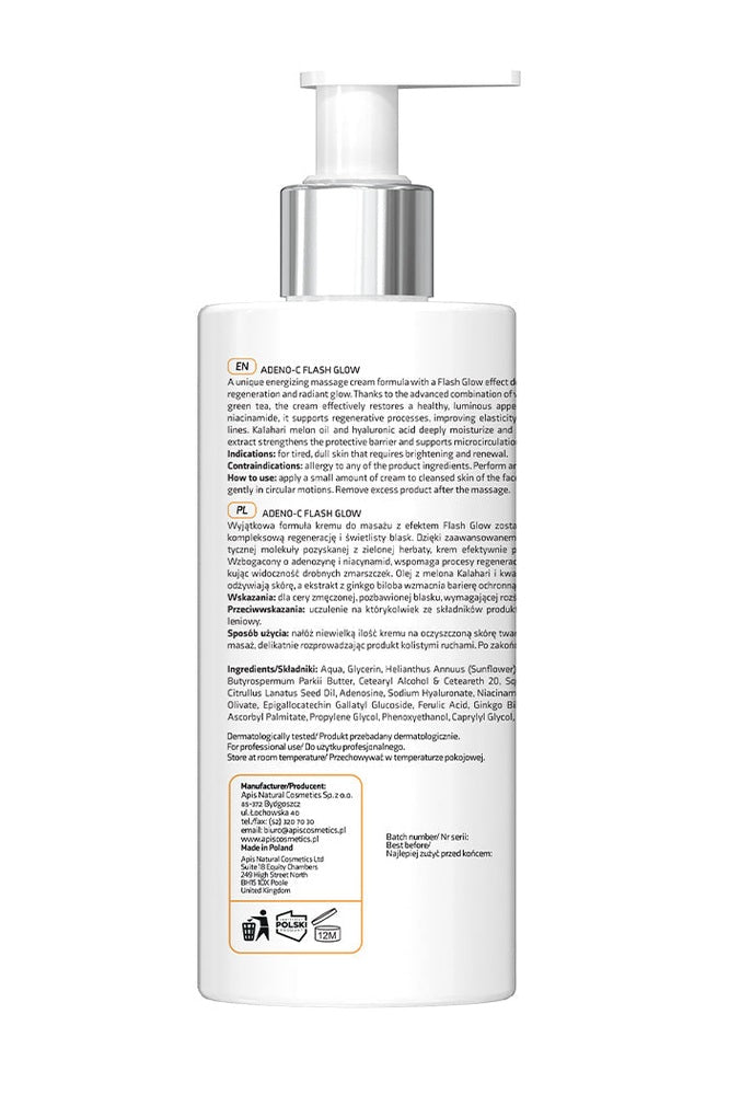 Apis ADENO - C Flash Glow Energising Face Massage Cream | 300ml - My Health Oasis