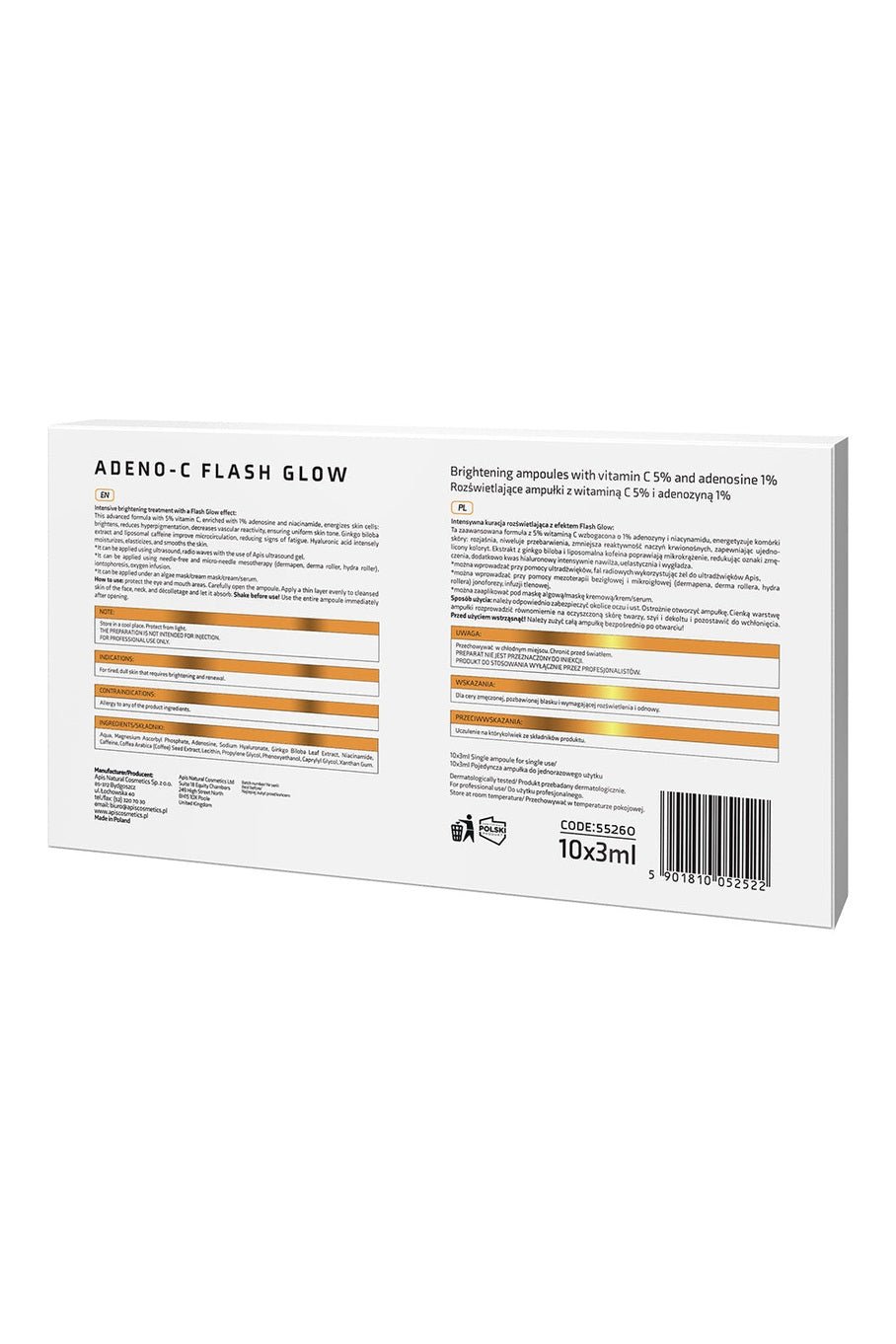 Apis ADENO - C Flash Glow Illuminating Face Ampoules | 10x3ml - My Health Oasis