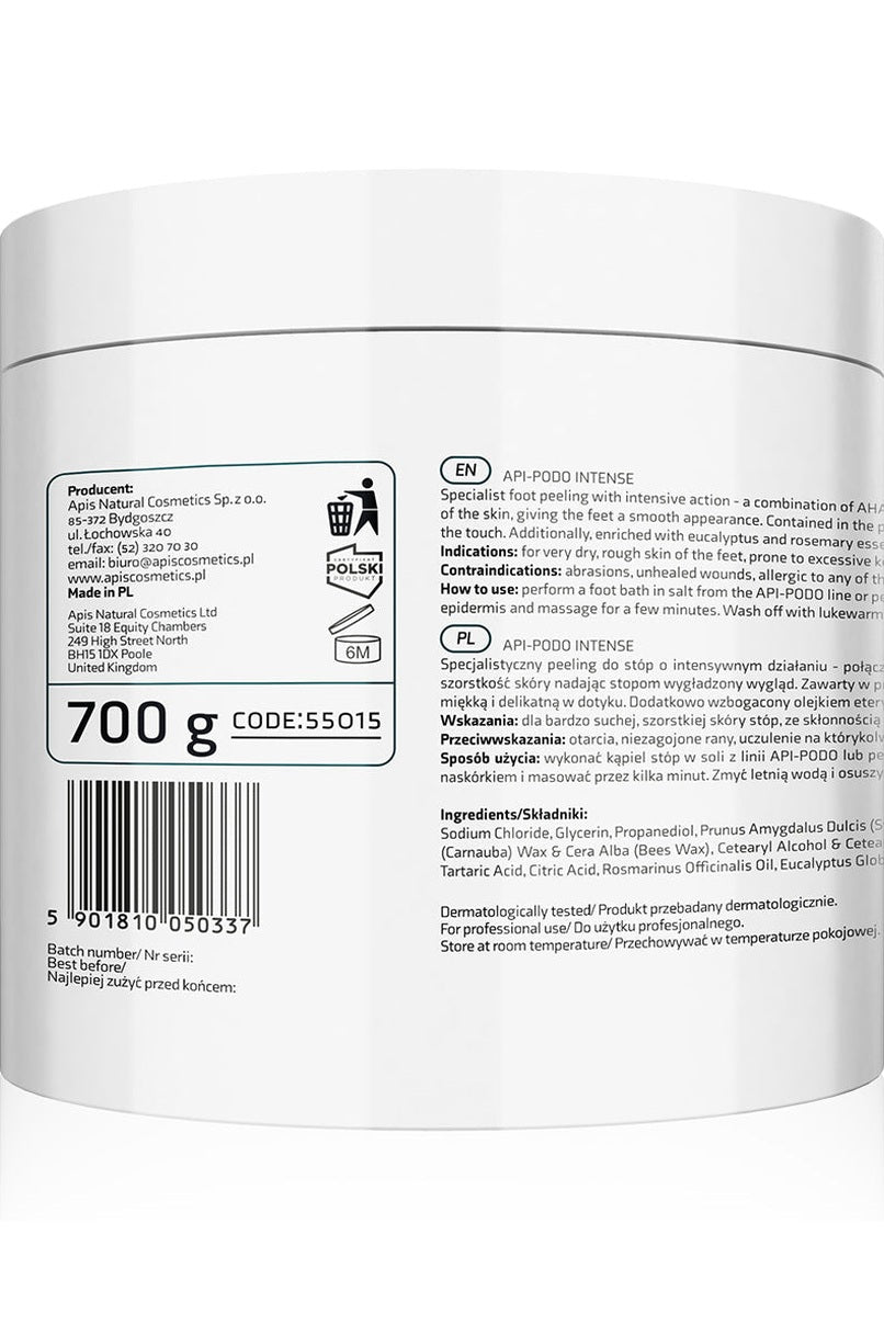 Apis API - PODO INTENSE Exfoliating Foot Scrub - Smooths rough skin with AHA acids and urea | 700g - My Health Oasis