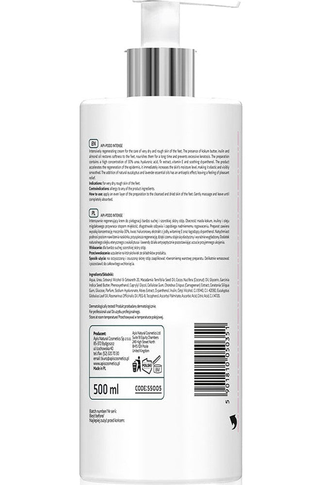 Apis API - PODO INTENSE Intensively Smoothing Foot Cream - Deeply hydrates and softens very dry, rough feet | 500ml - My Health Oasis