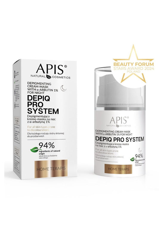 Apis Depiq Pro System Depigmenting night cream - mask with α - arbutin 1% | 50 ml - My Health Oasis