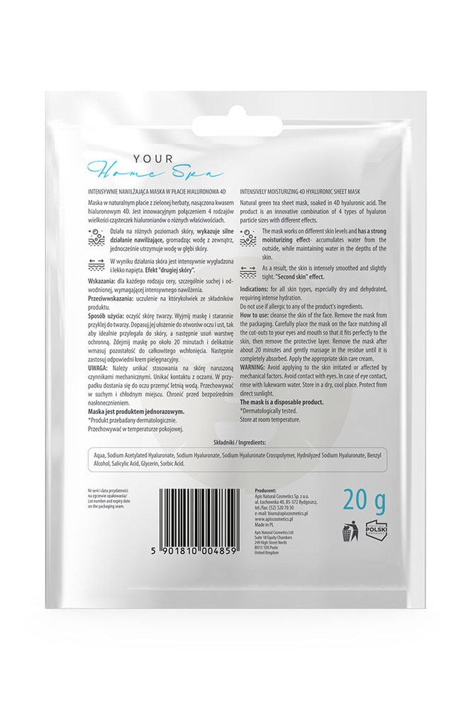 Apis Intensely Moisturising 4D Hyaluronic Sheet Mask | 20 g - My Health Oasis