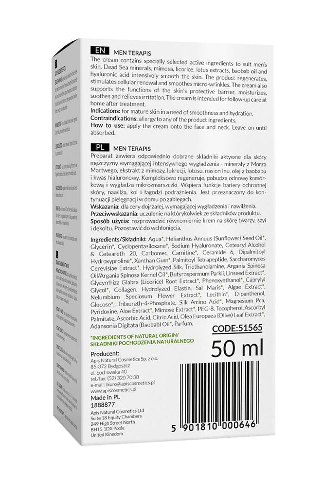 Apis MEN TERAPIS Smoothing Cream with Dead Sea Minerals | 50ml - My Health Oasis