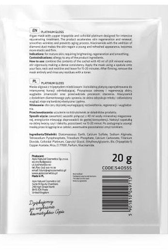 APIS Platinum Gloss Algae Mask with Copper Tripeptide & Niacinamide | 20g - My Health Oasis