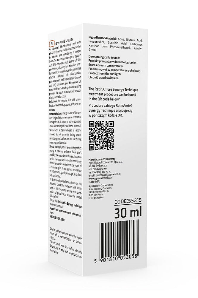 Apis Retin - Ambre Synergy Glycolic & Succinic Acid Peel – 15% Glycolic & 2% Succinic | 30ml | Apis Professional Exfoliation - My Health Oasis