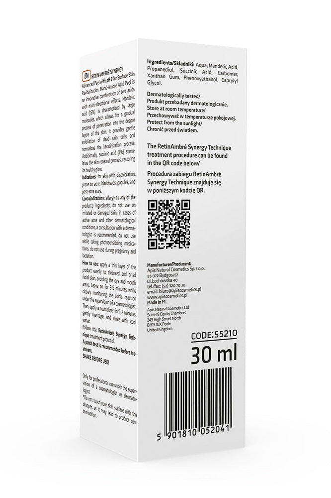 Apis Retin - Ambre Synergy Mandelic & Succinic Acid Peel – 15% Mandelic Acid | 2% Succinic Acid | 30ml | Brightening & Exfoliating Treatment - My Health Oasis