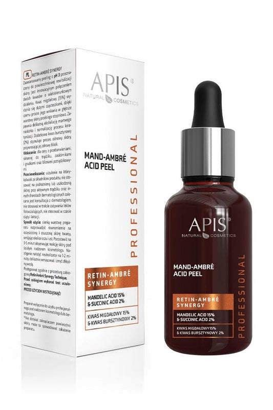 Apis Retin - Ambre Synergy Mandelic & Succinic Acid Peel – 15% Mandelic Acid | 2% Succinic Acid | 30ml | Brightening & Exfoliating Treatment - My Health Oasis