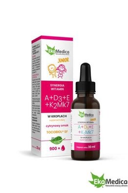 Ekamedica Junior Synergia Witamin A+D3+E+K2Mk7 - 30 millilitres - My Health Oasis