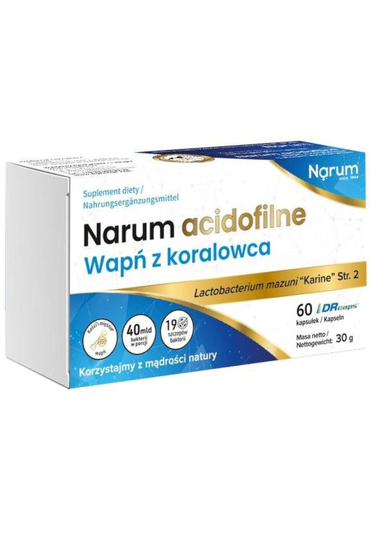 Narum Wapń Acidofilny Wapń z koralowca - 60 Capsules