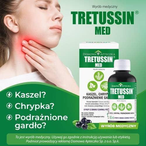 Tretussin Med Syrop Kaszel Chrypka Podrażnienie Gardła 165ml – Tretussin Med Cough Hoarseness Throat Irritation Syrup 165ml