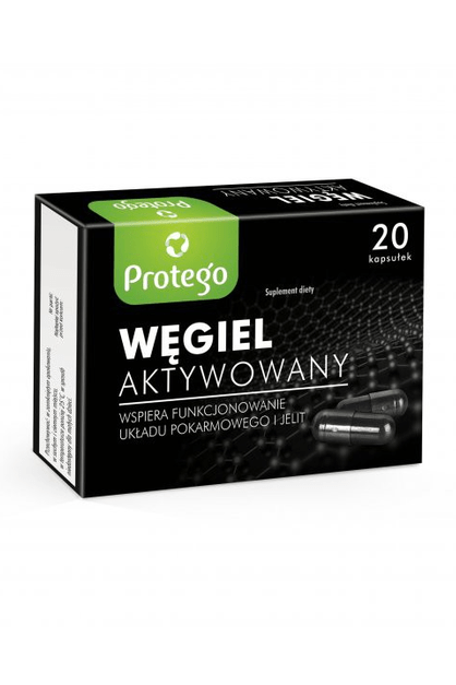 Protego Wegiel Activated Carbon - 20 Capsules - My Health Oasis