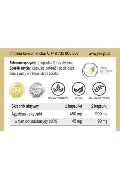 Yango Agaricus Blazei Murill - 90 Capsules 450mg - My Health Oasis