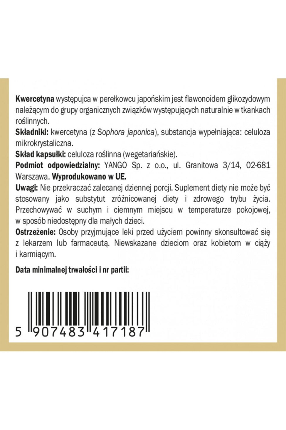 Yango Kwercetyna Dwuwodna 120 Capsules - My Health Oasis