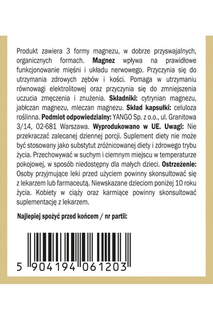YANGO Magnez 3 formy - 90 Capsules - My Health Oasis