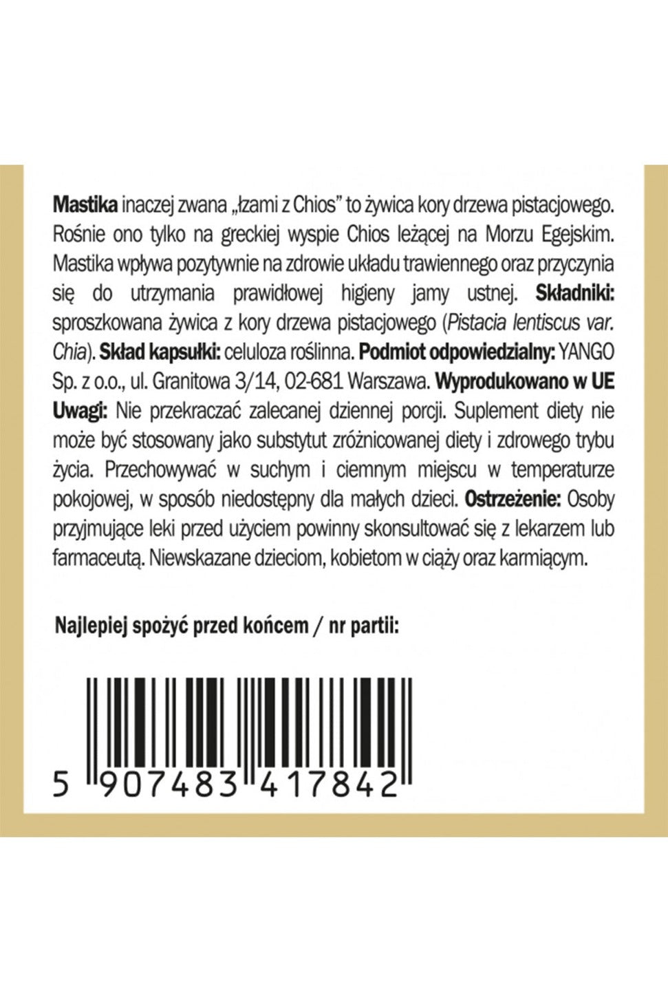 Yango Mastika 60 Capsules - My Health Oasis