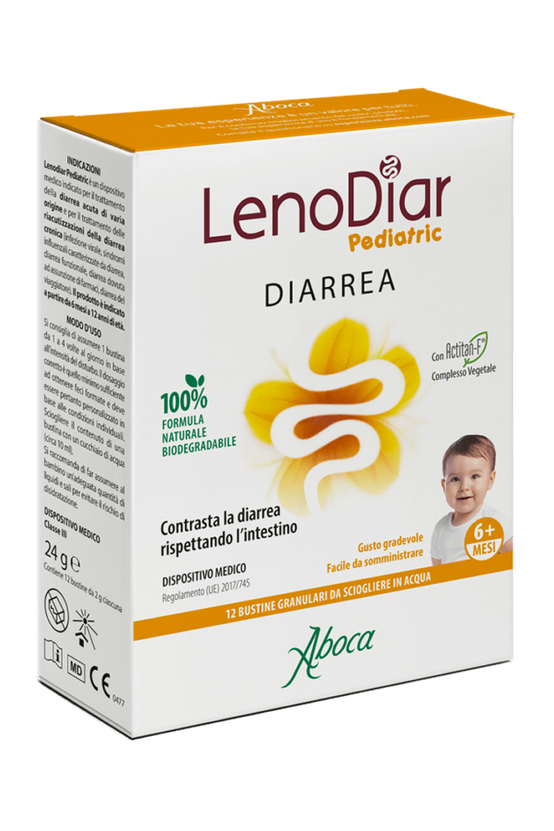 Aboca LenoDiar Pediatric 6+ Natural Diarrhoea Relief Sachets for Babies & Children – 12 Sachets