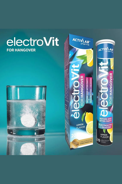 ActivLab Pharma ElectroVit Na Kaca Smak Cytrynowy 20 Tabletek Musujących – ActivLab Pharma ElectroVit Hangover Lemon Flavour 20 Effervescent Tablets