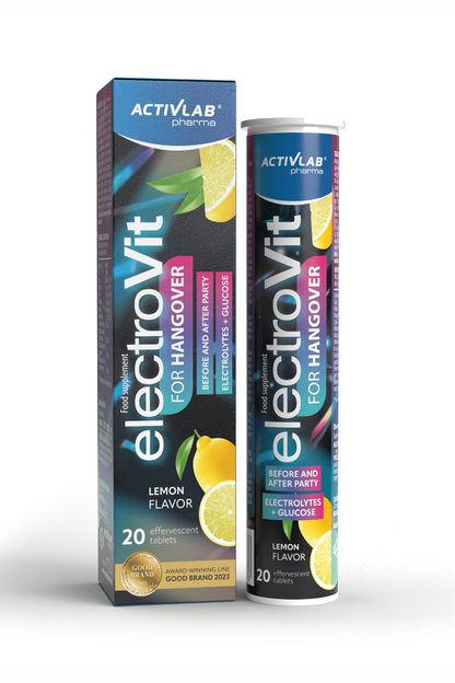 ActivLab Pharma ElectroVit Na Kaca Smak Cytrynowy 20 Tabletek Musujących – ActivLab Pharma ElectroVit Hangover Lemon Flavour 20 Effervescent Tablets
