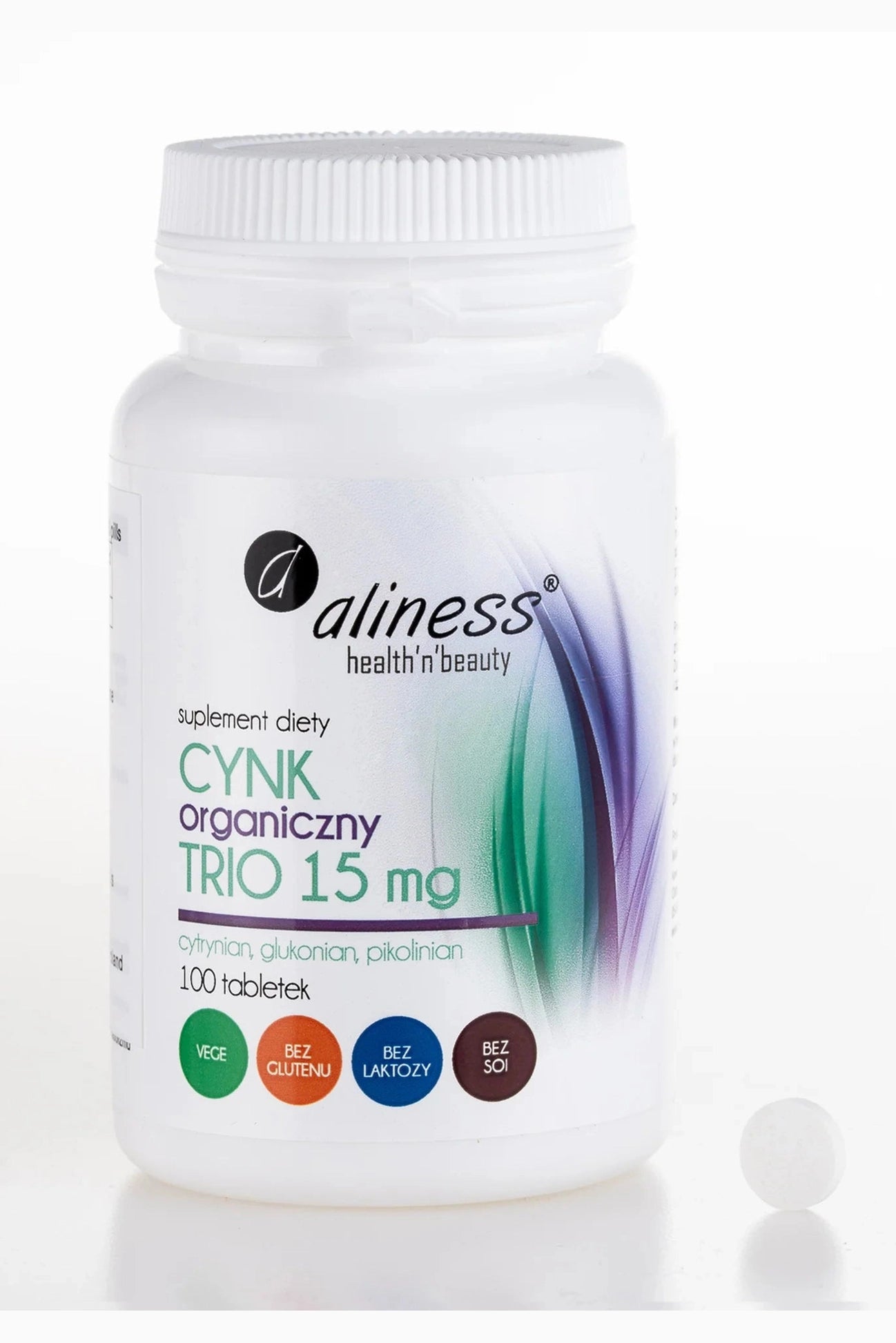 Aliness Organic Zinc Trio 15mg – Citrate, Gluconate & Picolinate – 100 Tablets