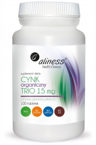 Aliness Organic Zinc Trio 15mg – Citrate, Gluconate & Picolinate – 100 Tablets