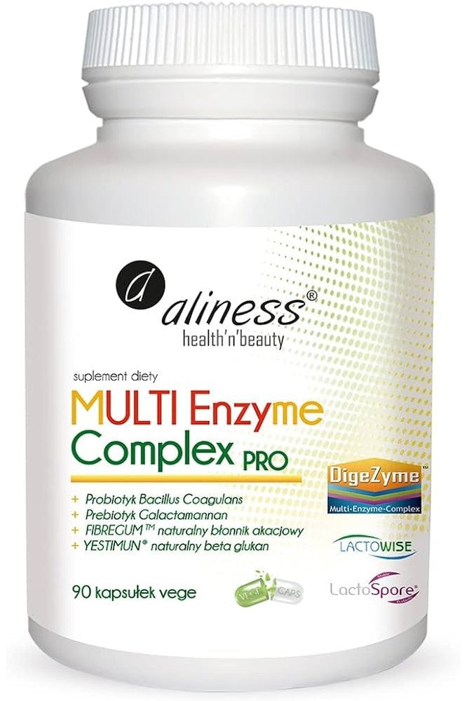 Aliness Enzyme Complex PRO Roślinne Enzymy Trawienne 90 kapsułek vege – Aliness Enzyme Complex PRO Plant Digestive Enzymes 90 vege capsules