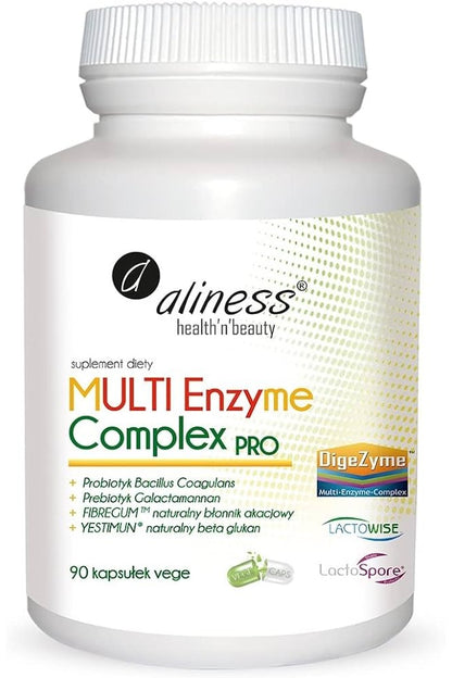 Aliness Enzyme Complex PRO Roślinne Enzymy Trawienne 90 kapsułek vege – Aliness Enzyme Complex PRO Plant Digestive Enzymes 90 vege capsules