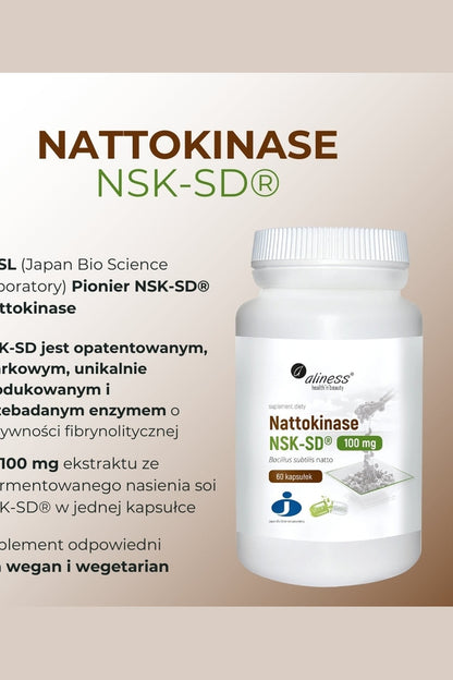 Aliness Nattokinase NSK-SD® 100 mg 60 kapsułek – Aliness Nattokinase NSK-SD® 100 mg 60 Capsules