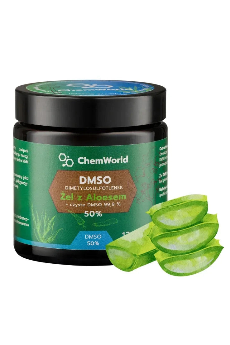 ChemWorld DMSO Dimetylosulfotlenek Żel z Aloesem + czyste DMSO 99,9% 50% 120ml – ChemWorld DMSO Dimethyl Sulfoxide Aloe Vera Gel + Pure DMSO 99.9% 50% 120ml