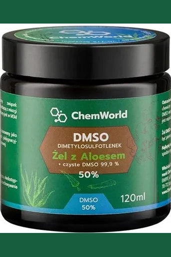 ChemWorld DMSO Dimetylosulfotlenek Żel z Aloesem + czyste DMSO 99,9% 50% 120ml – ChemWorld DMSO Dimethyl Sulfoxide Aloe Vera Gel + Pure DMSO 99.9% 50% 120ml