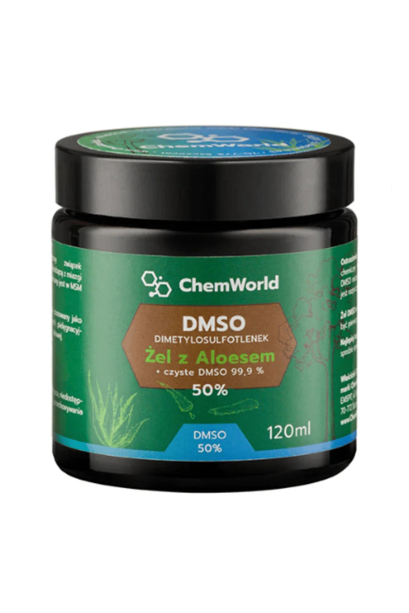 ChemWorld DMSO Dimetylosulfotlenek Żel z Aloesem + czyste DMSO 99,9% 50% 120ml – ChemWorld DMSO Dimethyl Sulfoxide Aloe Vera Gel + Pure DMSO 99.9% 50% 120ml
