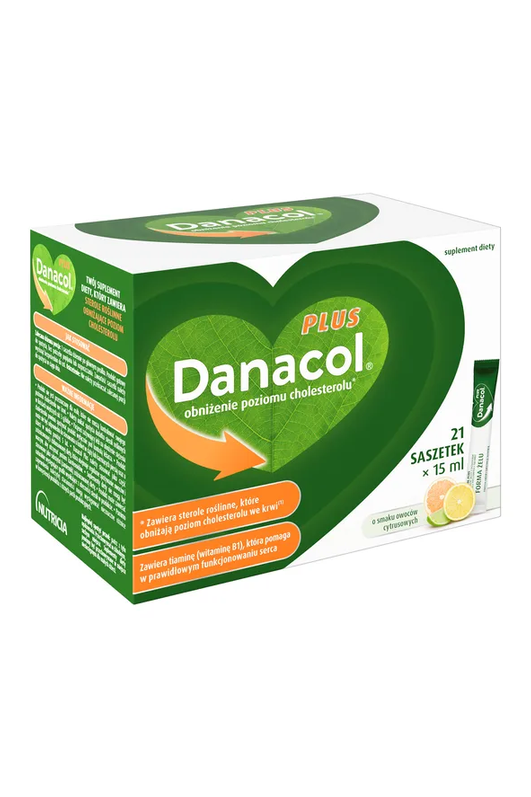 Danacol Plus obniżenie poziomu cholesterolu 21 saszetek × 15 ml o smaku owoców cytrusowych – Danacol Plus Cholesterol Lowering 21 Sachets × 15 ml Citrus Fruit Flavour