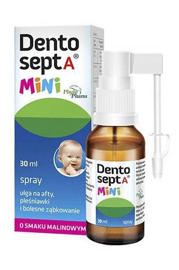 Dentosept A Mini spray 30 ml o smaku malinowym – Dentosept A Mini Oral Spray 30 ml Raspberry Flavour
