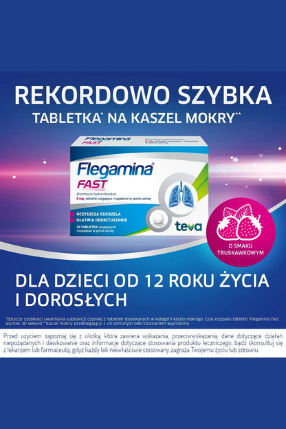 Flegamina Fast – Bromhexine 8mg Fast-Dissolving Orodispersible Tablets – 20 Tablets
