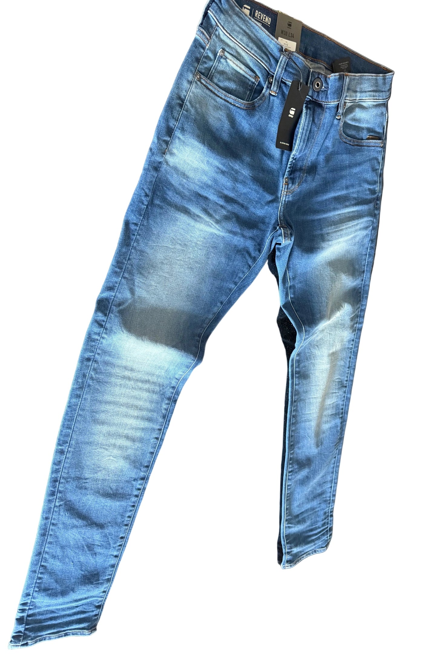 G - Star Mens Revend Skinny Jeans Medium Indigo Aged W30 L34 BNWT