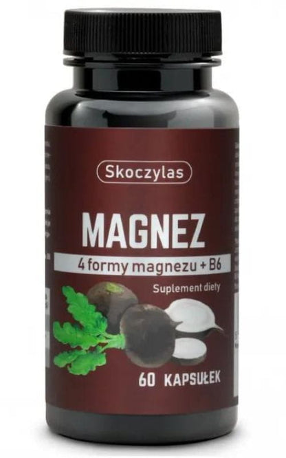 Skoczylas Magnez – 4 Forms of Magnesium + Vitamin B6 & Black Radish – 60 Capsules