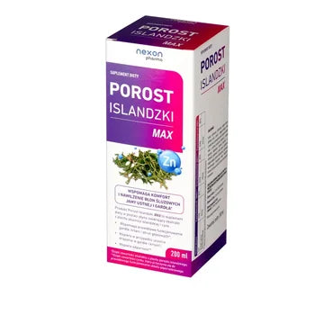 Nexon Pharma Porost Islandzki MAX – Iceland Moss & Zinc Throat & Immunity Liquid – 200ml