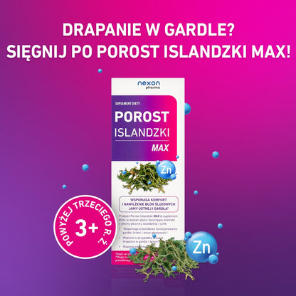 Nexon Pharma Porost Islandzki MAX – Iceland Moss & Zinc Throat & Immunity Liquid – 200ml