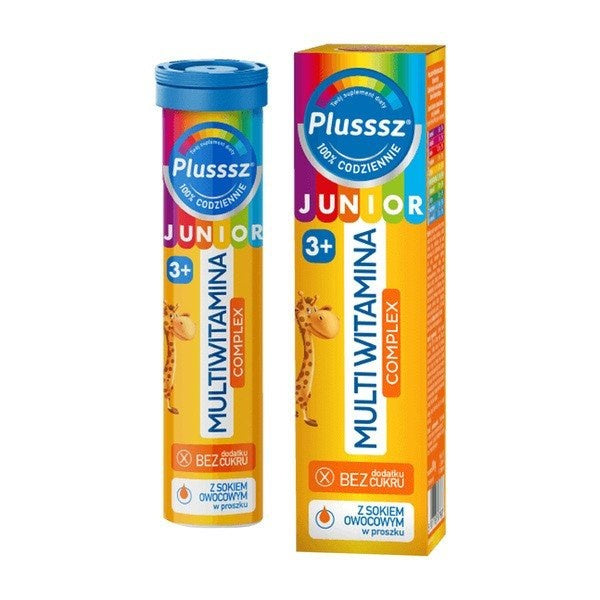 Plusssz Junior Multi Witamina Complex – 10 Vitamin Effervescent Tablets for Children 3+ – Tropical Flavour – 20 Tablets