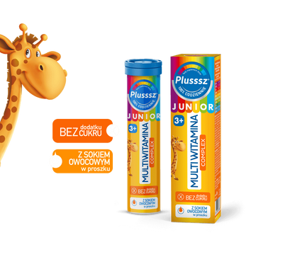 Plusssz Junior Multi Witamina Complex – 10 Vitamin Effervescent Tablets for Children 3+ – Tropical Flavour – 20 Tablets