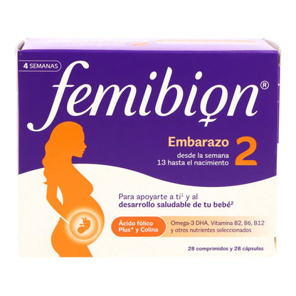 Femibion 2 – Pregnancy Supplement Weeks 13 to Birth – Metafolin, DHA, Choline & B Vitamins – 56 Tablets + 56 Capsules (8-Week Supply)