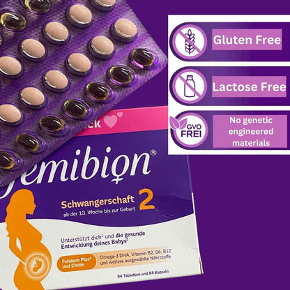 Femibion 2 – Pregnancy Supplement Weeks 13 to Birth – Metafolin, DHA, Choline & B Vitamins – 56 Tablets + 56 Capsules (8-Week Supply)