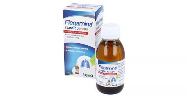 Flegamina Classic Junior – Bromhexine 2mg/5ml Strawberry Expectorant Syrup for Children – 120ml