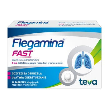 Flegamina Fast – Bromhexine 8mg Fast-Dissolving Orodispersible Tablets – 20 Tablets
