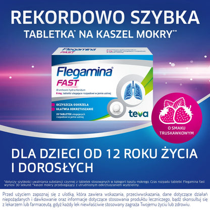 Flegamina Fast – Bromhexine 8mg Fast-Dissolving Orodispersible Tablets – 20 Tablets